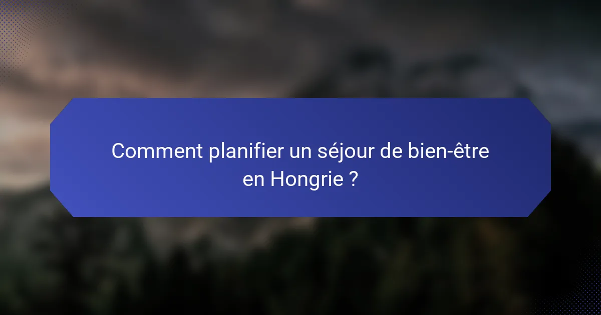 Comment planifier un séjour de bien-être en Hongrie ?