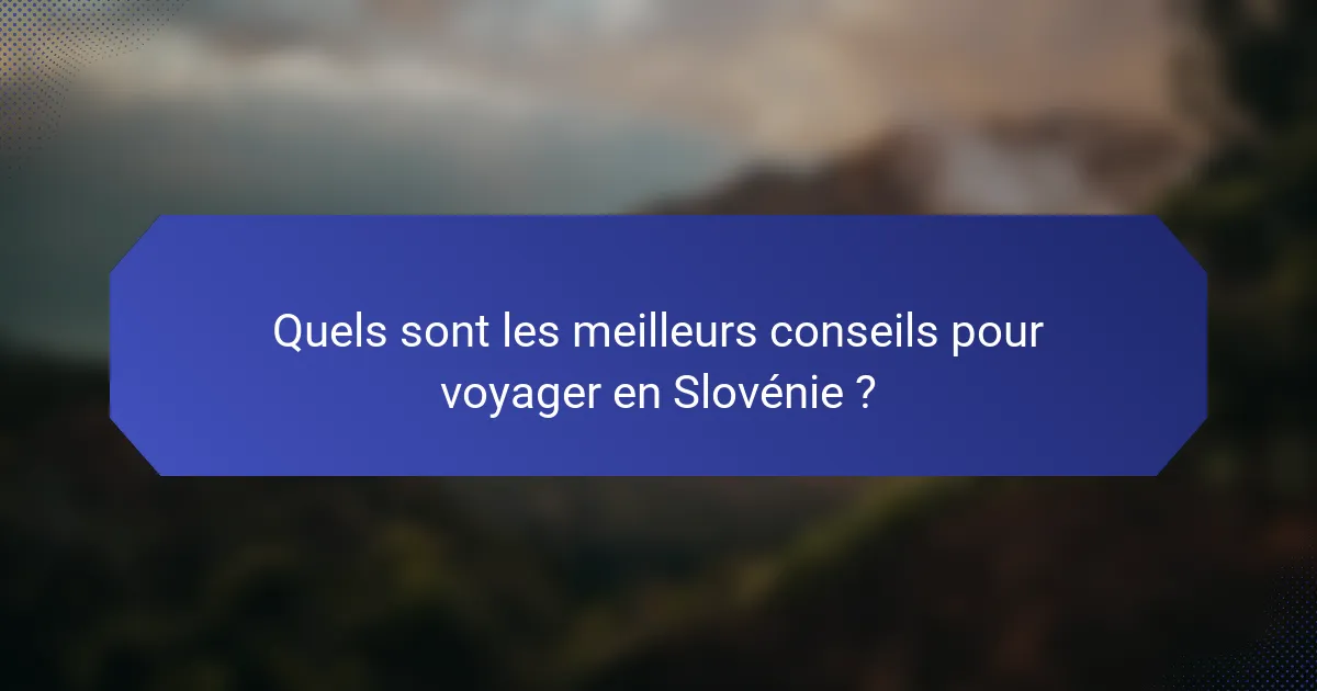 Quels sont les meilleurs conseils pour voyager en Slovénie ?